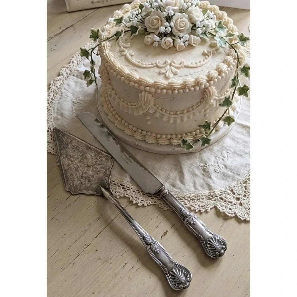 Vtg The Sheffield Silver Co Stainless Steel Cake Knife & Server  King's Pattern